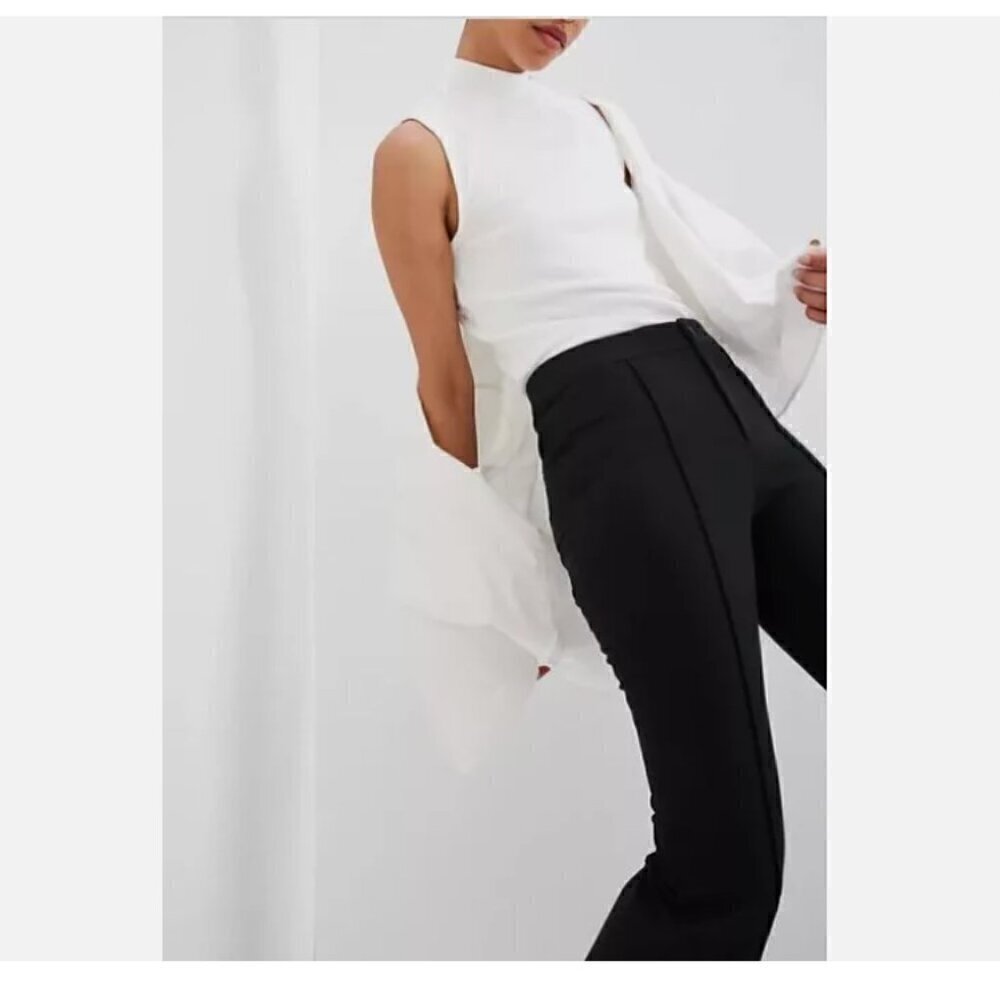 GAP High Rise Flare Pintuck Pleated Pants Black Stretch 6 PETITE NWT RT$80 - Picture 7 of 13